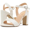 image:imageDREAM PAIRS Womens Chunky Heels Open Toe Ankle Strap High Block Comfy Dress Heel Sandals Pumps ShoesWhitePu