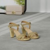 image:imageDREAM PAIRS Womens Chunky Heels Open Toe Ankle Strap Sparkly Heels Pump SandalsGoldGlitter