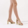 image:imageDREAM PAIRS Womens Chunky Heels Open Toe Ankle Strap Sparkly Heels Pump SandalsGoldGlitter