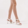 image:imageDREAM PAIRS Womens Chunky Heels Open Toe Ankle Strap Sparkly Heels Pump SandalsWhitePu