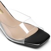 image:imageDREAM PAIRS Womens Clear Heeled Sandals Square Toe Transparent Stiletto Mules Slip on Wedding Dress ShoesBlackClear