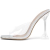 image:imageDREAM PAIRS Womens Clear Heeled Sandals Square Toe Transparent Stiletto Mules Slip on Wedding Dress ShoesClear