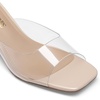 image:imageDREAM PAIRS Womens Clear Heeled Sandals Square Toe Transparent Stiletto Mules Slip on Wedding Dress ShoesNudeClear
