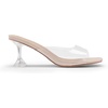 image:imageDREAM PAIRS Womens Clear Heeled Sandals Square Toe Transparent Stiletto Mules Slip on Wedding Dress ShoesNudeClear