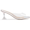 image:imageDREAM PAIRS Womens Clear Heeled Sandals Square Toe Transparent Stiletto Mules Slip on Wedding Dress ShoesSilverClear
