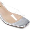 image:imageDREAM PAIRS Womens Clear Heeled Sandals Square Toe Transparent Stiletto Mules Slip on Wedding Dress ShoesSilverClear