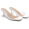 image:imageDREAM PAIRS Womens Clear Heeled Sandals Square Toe Transparent Stiletto Mules Slip on Wedding Dress ShoesWhiteClear