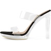 image:imageDREAM PAIRS Womens Clear Two Strap Open Toe High Heels Block Chunky Slip on Platform Comfortable Dress Heeled SandalsBlackClear