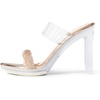 image:imageDREAM PAIRS Womens Clear Two Strap Open Toe High Heels Block Chunky Slip on Platform Comfortable Dress Heeled SandalsChampagnerhinestone