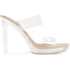 image:imageDREAM PAIRS Womens Clear Two Strap Open Toe High Heels Block Chunky Slip on Platform Comfortable Dress Heeled SandalsNudeClear