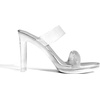 image:imageDREAM PAIRS Womens Clear Two Strap Open Toe High Heels Block Chunky Slip on Platform Comfortable Dress Heeled SandalsSilverclear