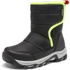 image:imageDREAM PAIRS Kids Waterproof Snow Boots with Hook and Loop Mid Calf Faux Fur Lining Winter BootsBlack