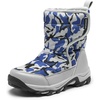 image:imageDREAM PAIRS Kids Waterproof Snow Boots with Hook and Loop Mid Calf Faux Fur Lining Winter BootsCamouflageBlue