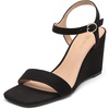 image:imageDREAM PAIRS Womens Casual Dressy Wedge Sandals Cute Square Toe and Buckle Ankle Strappy Slingback Wedding ShoesBlackSuede
