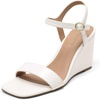 image:imageDREAM PAIRS Womens Casual Dressy Wedge Sandals Cute Square Toe and Buckle Ankle Strappy Slingback Wedding ShoesWhite