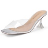 image:imageDREAM PAIRS Womens Clear Heeled Sandals Square Toe Transparent Stiletto Mules Slip on Wedding Dress ShoesSilverClear