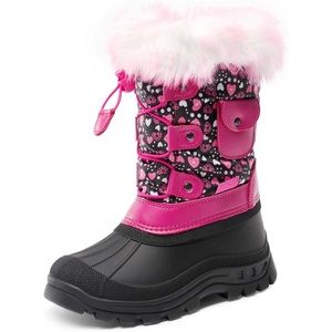 image:imageDREAM PAIRS Boys Girls Snow Boots WaterResistant Outdoor Warm Cozy AntiSlip Mid Calf Faux Fur Lining Insulated Winter Shoes for LittleBig KidsBlackPink
