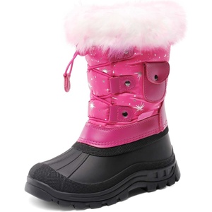 image:imageDREAM PAIRS Boys Girls Snow Boots WaterResistant Outdoor Warm Cozy AntiSlip Mid Calf Faux Fur Lining Insulated Winter Shoes for LittleBig KidsFuchsia