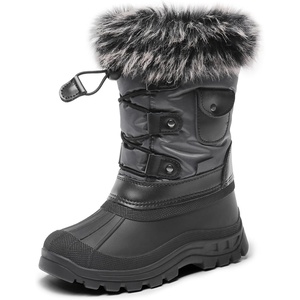 image:imageDREAM PAIRS Boys Girls Snow Boots WaterResistant Outdoor Warm Cozy AntiSlip Mid Calf Faux Fur Lining Insulated Winter Shoes for LittleBig KidsGreyBlack