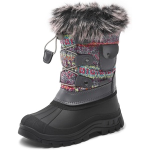 image:imageDREAM PAIRS Boys Girls Snow Boots WaterResistant Outdoor Warm Cozy AntiSlip Mid Calf Faux Fur Lining Insulated Winter Shoes for LittleBig KidsGreyMulti