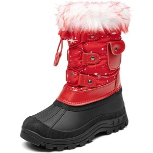 image:imageDREAM PAIRS Boys Girls Snow Boots WaterResistant Outdoor Warm Cozy AntiSlip Mid Calf Faux Fur Lining Insulated Winter Shoes for LittleBig KidsRedBlack