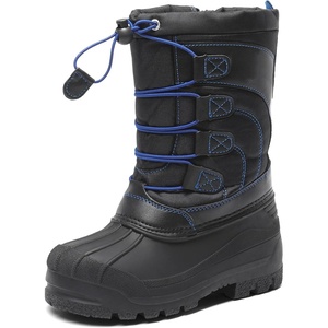 image:imageDREAM PAIRS Boys Girls Snow Boots Waterproof Outdoor Warm Cozy AntiSlip Mid Calf Faux Fur Lining Winter Shoes for LittleBig KidsBlackGreyRoyal
