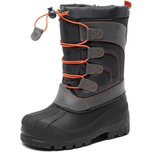 image:imageDREAM PAIRS Boys Girls Snow Boots Waterproof Outdoor Warm Cozy AntiSlip Mid Calf Faux Fur Lining Winter Shoes for LittleBig KidsNavyGreyOrange
