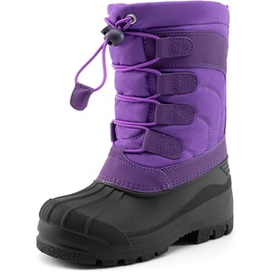image:imageDREAM PAIRS Boys Girls Snow Boots Waterproof Outdoor Warm Cozy AntiSlip Mid Calf Faux Fur Lining Winter Shoes for LittleBig KidsPurple