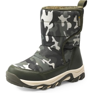 image:imageDREAM PAIRS Kids Waterproof Snow Boots with Hook and Loop Mid Calf Faux Fur Lining Winter BootsCamoGreen