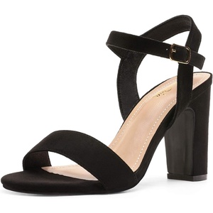 image:imageDREAM PAIRS Womens Chunky Heels Open Toe Ankle Strap High Block Comfy Dress Heel Sandals Pumps ShoesBlackSuede