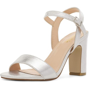 image:imageDREAM PAIRS Womens Chunky Heels Open Toe Ankle Strap High Block Comfy Dress Heel Sandals Pumps ShoesSilver