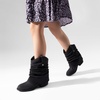 image:imageDREAM PAIRS Girls Cowboy Cowgirl Boots 2in1 Western Removable Cuff Fold Over Embroidered Fashion Mid Calf ShoesBlack