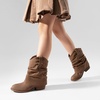 image:imageDREAM PAIRS Girls Cowboy Cowgirl Boots 2in1 Western Removable Cuff Fold Over Embroidered Fashion Mid Calf ShoesCamel