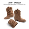 image:imageDREAM PAIRS Girls Cowboy Cowgirl Boots 2in1 Western Removable Cuff Fold Over Embroidered Fashion Mid Calf ShoesCamel