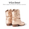 image:imageDREAM PAIRS Girls Cowboy Cowgirl Boots 2in1 Western Removable Cuff Fold Over Embroidered Fashion Mid Calf ShoesRose Gold