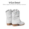 image:imageDREAM PAIRS Girls Cowboy Cowgirl Boots 2in1 Western Removable Cuff Fold Over Embroidered Fashion Mid Calf ShoesSilver
