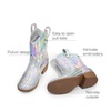 image:imageDREAM PAIRS Girls Cowboy Cowgirl Boots 2in1 Western Removable Cuff Fold Over Embroidered Fashion Mid Calf ShoesSilver