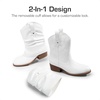 image:imageDREAM PAIRS Girls Cowboy Cowgirl Boots 2in1 Western Removable Cuff Fold Over Embroidered Fashion Mid Calf ShoesWhite