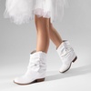 image:imageDREAM PAIRS Girls Cowboy Cowgirl Boots 2in1 Western Removable Cuff Fold Over Embroidered Fashion Mid Calf ShoesWhite