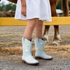 image:imageDREAM PAIRS Girls Cowboy Cowgirl Boots Floral Embroidered Western Square Toe Mid Calf Toddler Little Big Kid for Birthday Party ConcertLight Blue