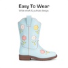 image:imageDREAM PAIRS Girls Cowboy Cowgirl Boots Floral Embroidered Western Square Toe Mid Calf Toddler Little Big Kid for Birthday Party ConcertLight Blue