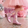 image:imageDREAM PAIRS Girls Cowboy Cowgirl Boots Floral Embroidered Western Square Toe Mid Calf Toddler Little Big Kid for Birthday Party ConcertPink