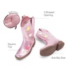 image:imageDREAM PAIRS Girls Cowboy Cowgirl Boots Floral Embroidered Western Square Toe Mid Calf Toddler Little Big Kid for Birthday Party ConcertPink
