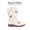image:imageDREAM PAIRS Girls Cowboy Cowgirl Boots Floral Embroidered Western Square Toe Mid Calf Toddler Little Big Kid for Birthday Party ConcertWhite