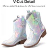 image:imageDREAM PAIRS Girls Cowgirl Boots Cowboy Boots with Low Heel Western Embroidered Fashion Mid Calf Shoes for ToddlerLittle KidBig KidSilver