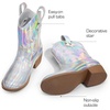 image:imageDREAM PAIRS Girls Cowgirl Boots Cowboy Boots with Low Heel Western Embroidered Fashion Mid Calf Shoes for ToddlerLittle KidBig KidSilver