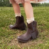 image:imageDREAM PAIRS Girls Cowgirl Cowboy Ankle Western Boots Side Zipper Riding Shoes with Tassel Little KidBig KidBrown