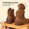 image:imageDREAM PAIRS Girls Cowgirl Cowboy Ankle Western Boots Side Zipper Riding Shoes with Tassel Little KidBig KidCamel
