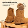 image:imageDREAM PAIRS Girls Cowgirl Cowboy Ankle Western Boots Side Zipper Riding Shoes with Tassel Little KidBig KidCamelsuede