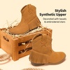 image:imageDREAM PAIRS Girls Cowgirl Cowboy Ankle Western Boots Side Zipper Riding Shoes with Tassel Little KidBig KidCamelsuede